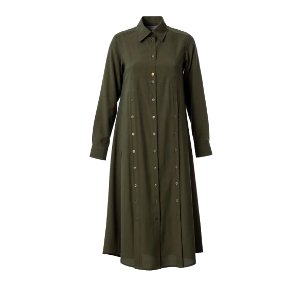 Buttoned slits khaki shirtdress Clothing curated marketplace Luxury Shoes 