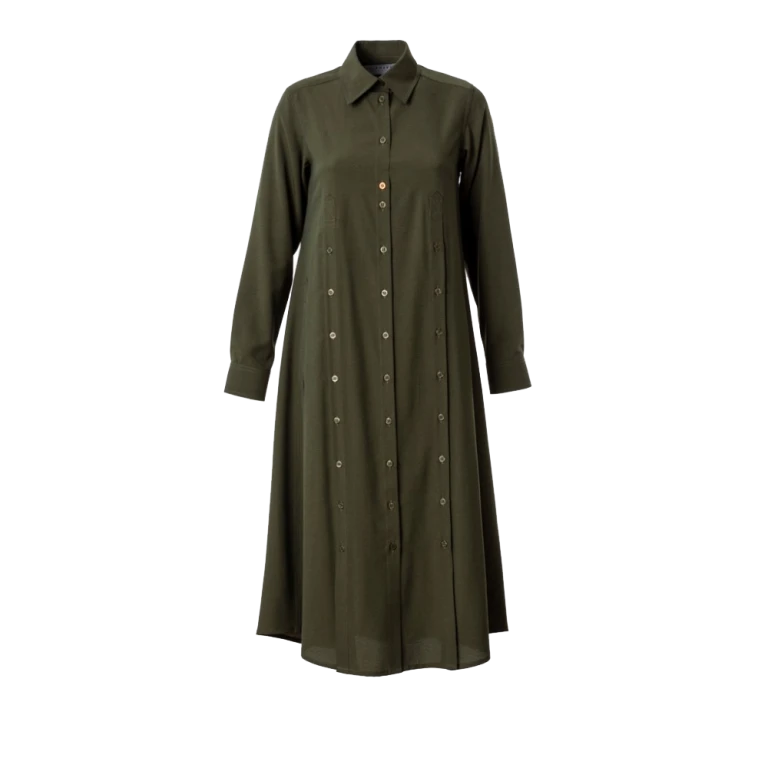 Buttoned slits khaki shirtdress Clothing curated marketplace Luxury Shoes 