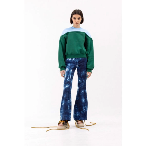 Talented Two colored green sweatshirt Top, view 2