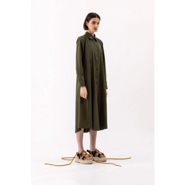 Talented Buttoned slits khaki shirtdress Dress, view 4