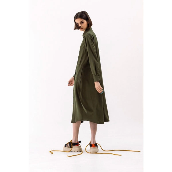 Talented Buttoned slits khaki shirtdress Dress, view 3