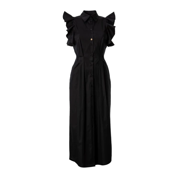 Ruffled no sleeve black dress Clothing curated marketplace Luxury Shoes 
