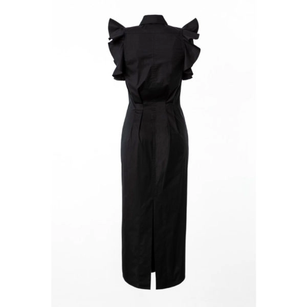 Talented Ruffled no sleeve black dress, view 5