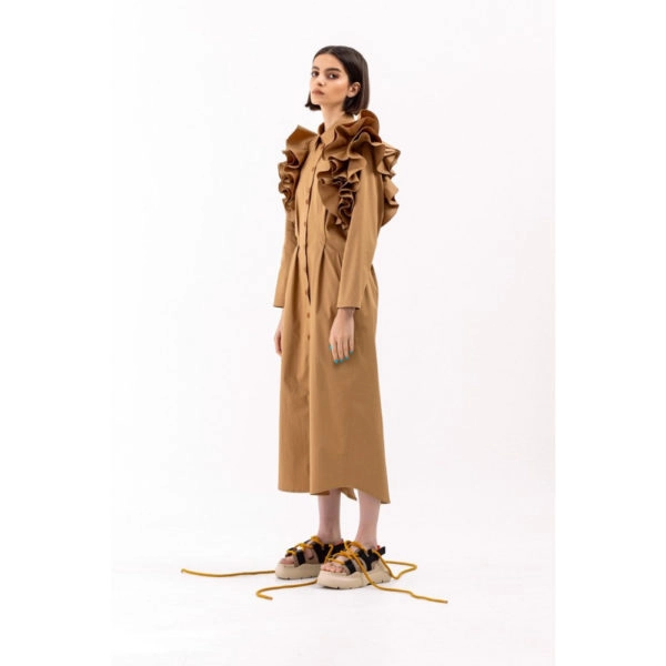 Talented Ruffled shoulders craft dress, view 4