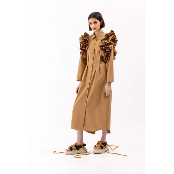 Talented Ruffled shoulders craft dress, view 2