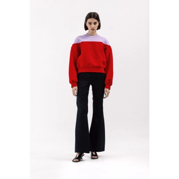 Talented Two colored red sweatshirt Top, view 2