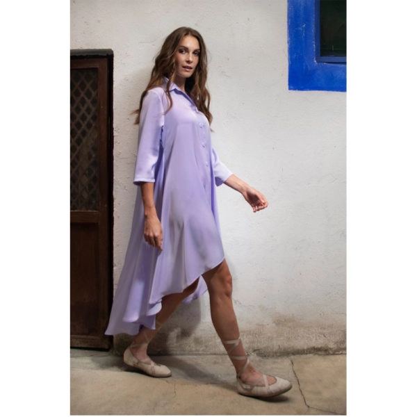 Arena Martinez Alma lila shirt dress, view 3