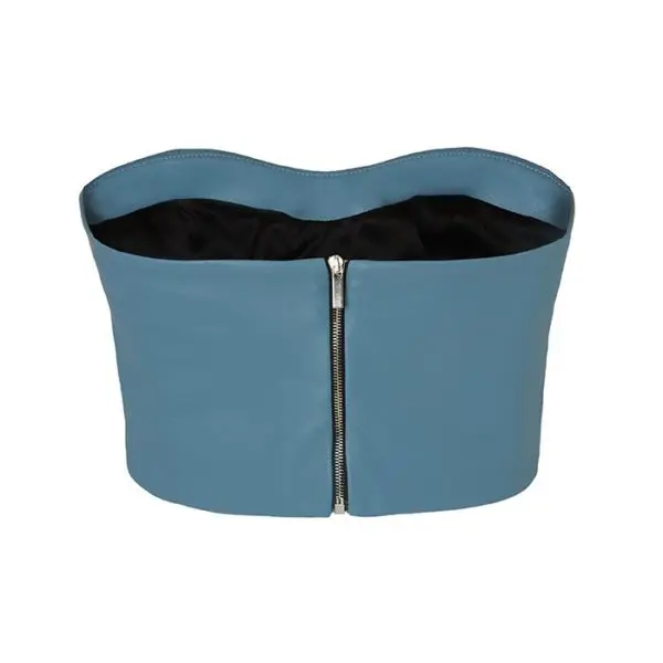 Pritch London Blue Leather Bralette Corset, view 3