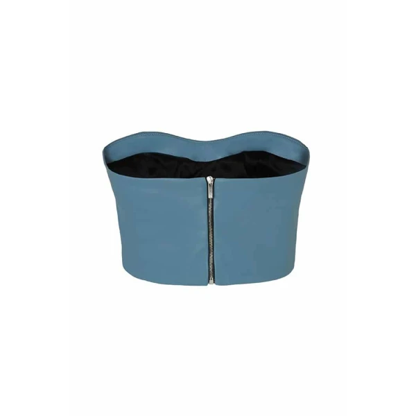 Blue Leather Bralette Corset Clothing blue leather Luxury Shoes 