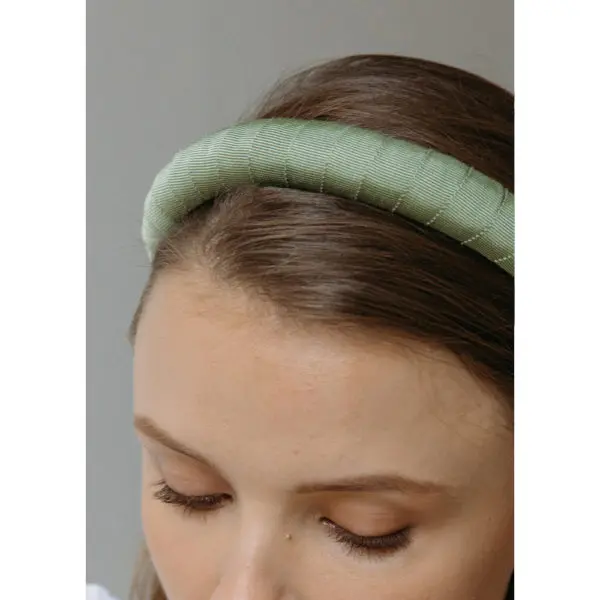 Jennifer Behr Attica headband in sage grosgrain, view 3