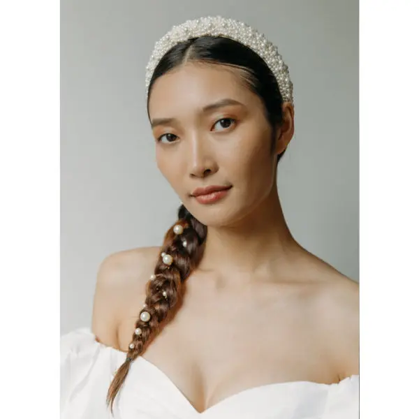 Jennifer Behr Perla bobby pin set pearl and gold, view 3
