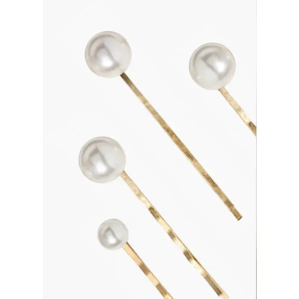 Jennifer Behr Perla bobby pin set pearl and gold, view 5