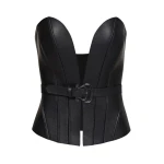Bia Black Leather Bralette Corset Clothing blue leather Luxury Shoes 