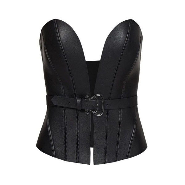 Bia Black Leather Bralette Corset Clothing blue leather Luxury Shoes 