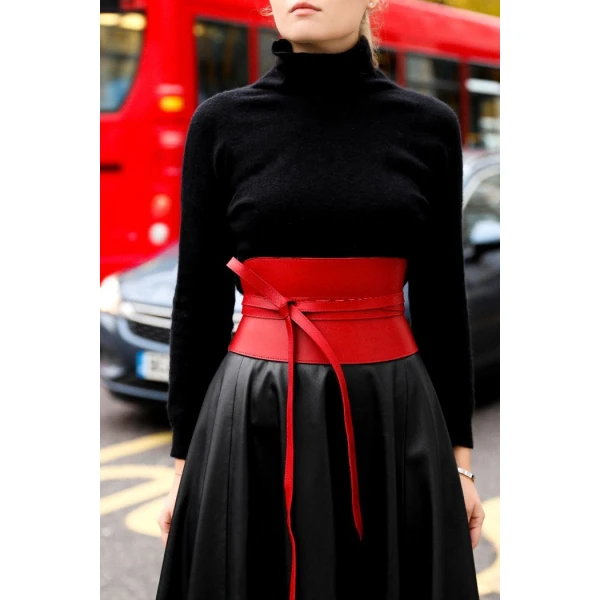 Corset Rebel Red Leather Belt Accessories British designer Luxury Shoes 