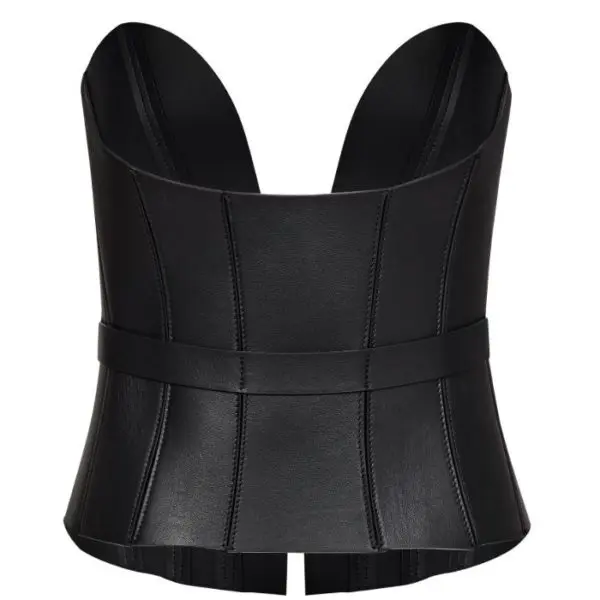 Pritch London Bia Bralette Black Leather Corset, view 4