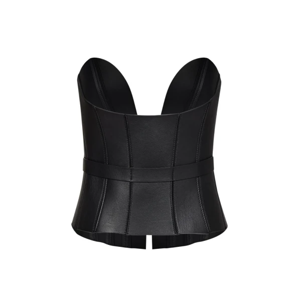 Bia Black Leather Bralette Corset Clothing blue leather Luxury Shoes 