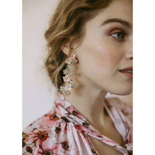 Jennifer Behr Delphine blush earrings, view 2