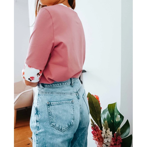 Dusky Pink Peony Sleeve Top Clothing Designer top Luxury Shoes 