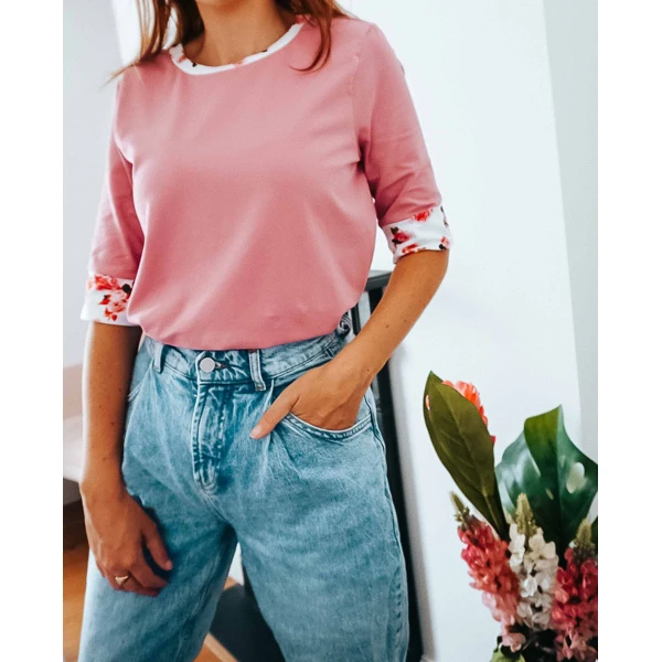 Dusky Pink Peony Sleeve Top Clothing Designer top Luxury Shoes 