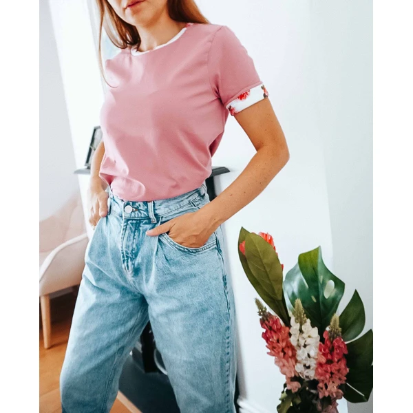 Dusky Pink Peony Sleeve Top Clothing Designer top Luxury Shoes 