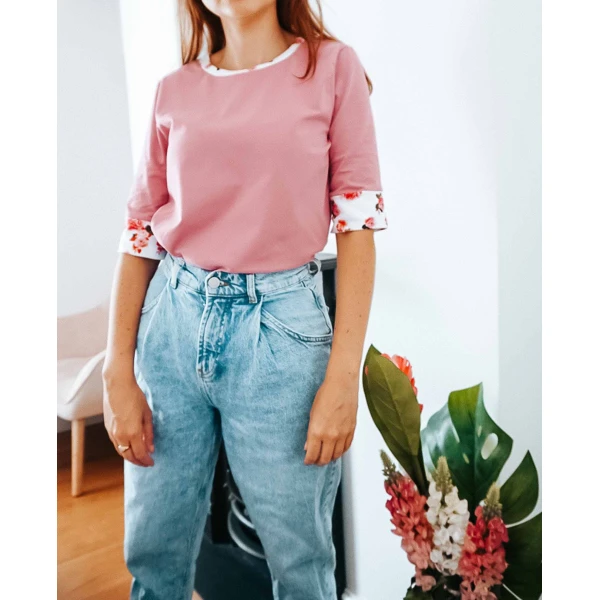 Dusky Pink Peony Sleeve Top Clothing Designer top Luxury Shoes 