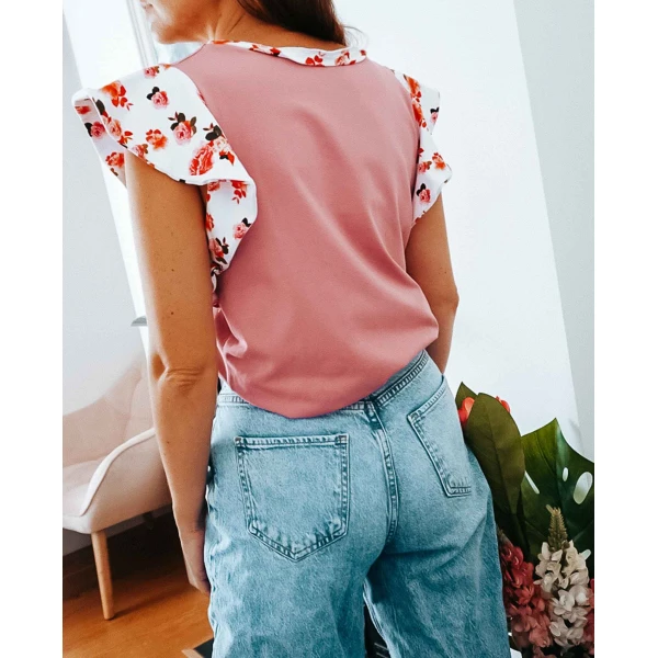 Dusky Pink Peony Ruffle Top Clothing designer Luxury Shoes 