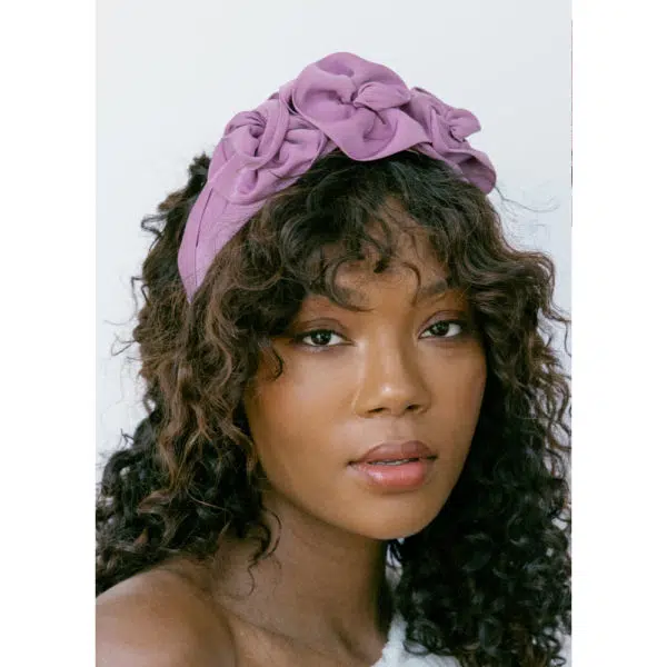 Jennifer Behr Triple rosette in silk faille headband, view 3