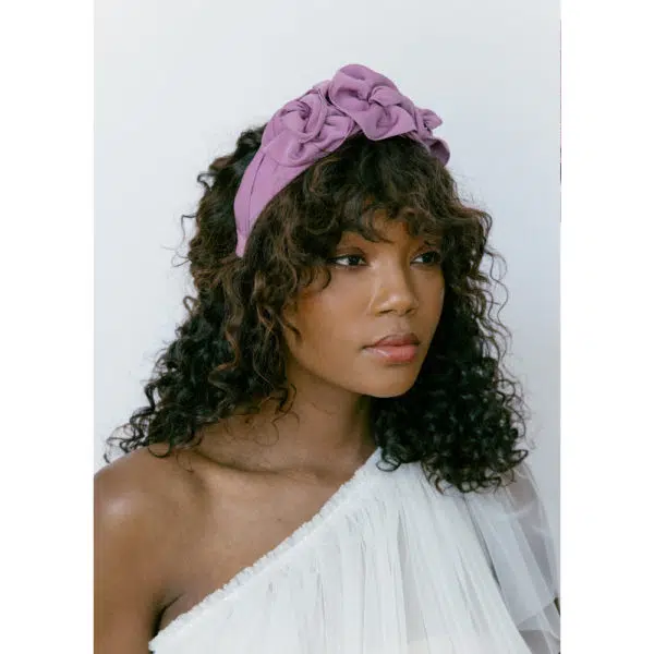 Jennifer Behr Triple rosette in silk faille headband, view 2