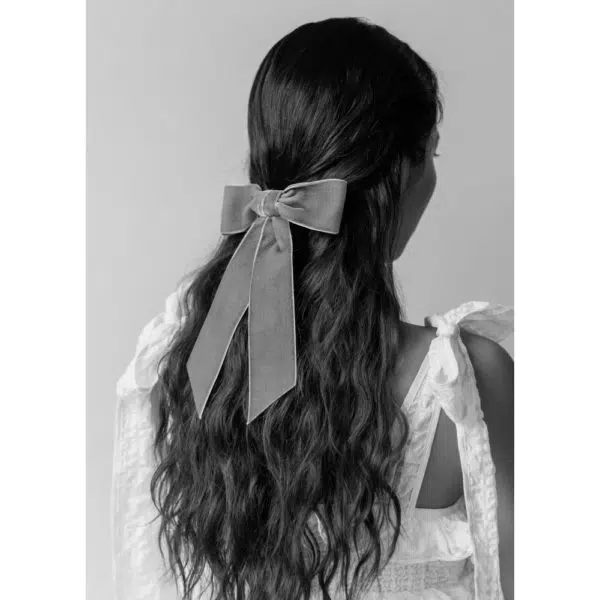 Jennifer Behr Vintage wide velvet bow barrette, view 2