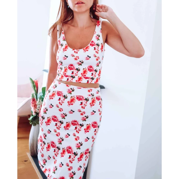 Pink Peony Jersey Skirt Clothing cotton jersey Luxury Shoes 