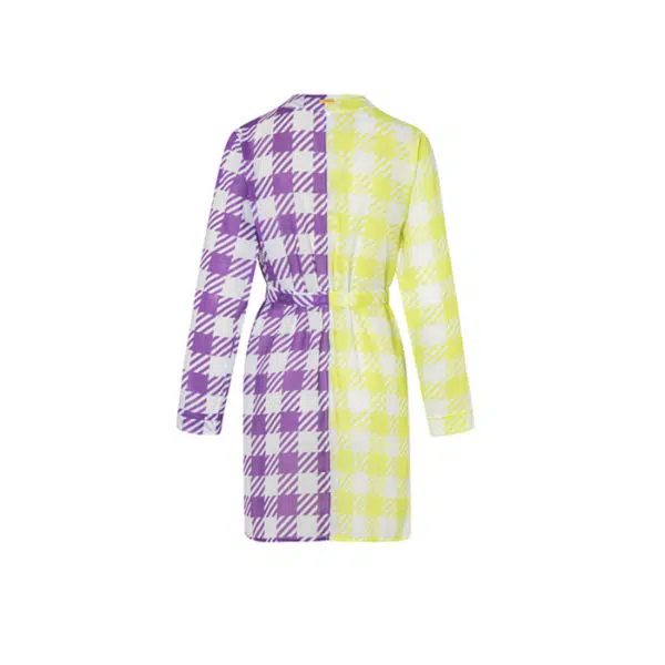 Verdelimon San juan purple yellow square swimwear cover up, view 5