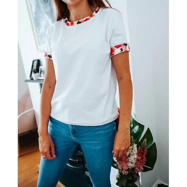 White Peony Sleeve Top Clothing designer print Luxury Shoes 