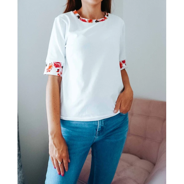 White Peony Sleeve Top Clothing designer print Luxury Shoes 