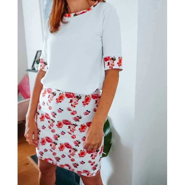 White Peony Sleeve Top Clothing designer print Luxury Shoes 