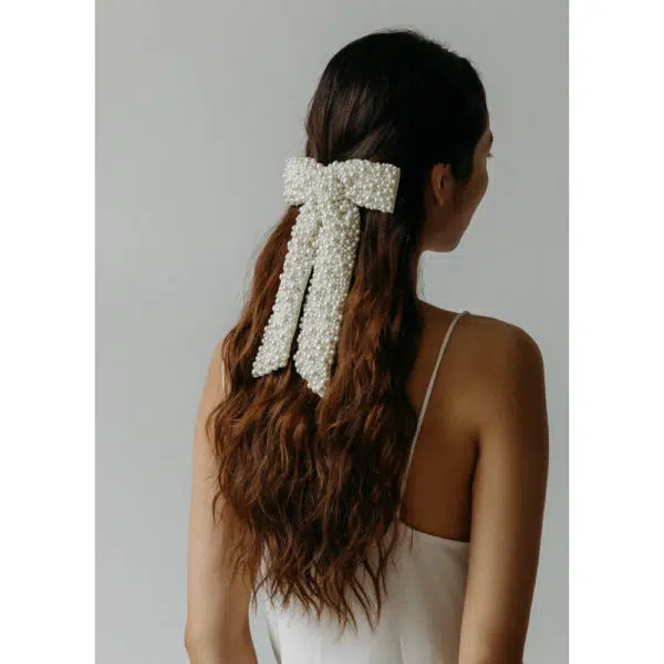 Jennifer Behr Bailey bow pearl barrette, view 2