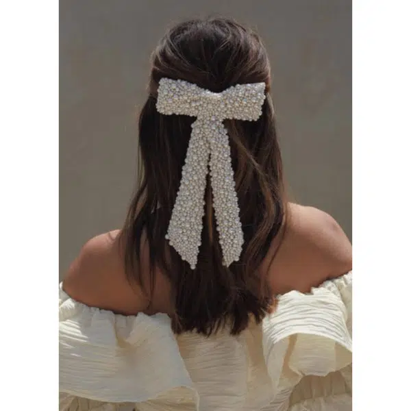 Jennifer Behr Bailey bow pearl barrette, view 3