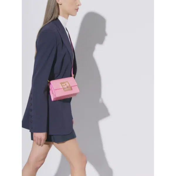 By Far Fran venus embossed leather bag, view 2