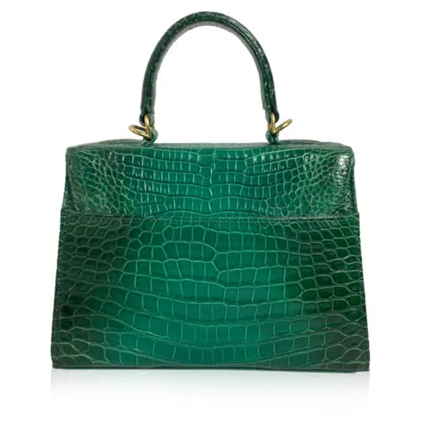 Bangkok Bootery Goldmas shiny two tone green limited crocodile handbags, view 3