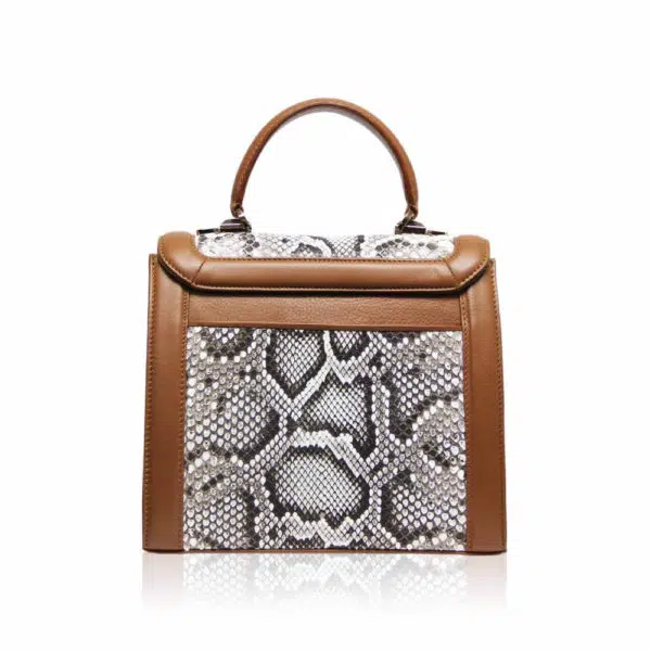 Bangkok Bootery Laduree python back leather tan & natural handbag, view 3