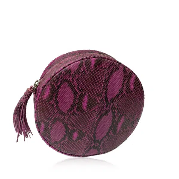 Bangkok Bootery Circle matte pink & black python back leather bag, view 2