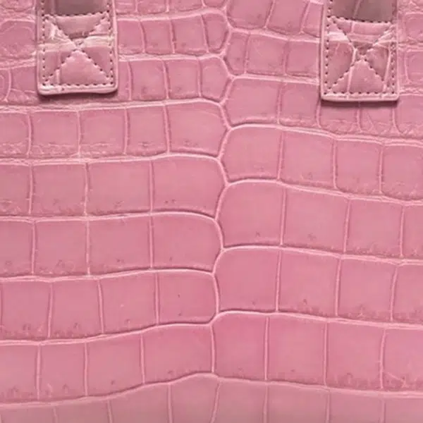 Bangkok Bootery Caddy crocodile belly leather matte pink handbag, view 4