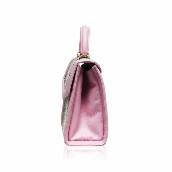 Bangkok Bootery Laduree python back leather pink & natural handbag, view 4