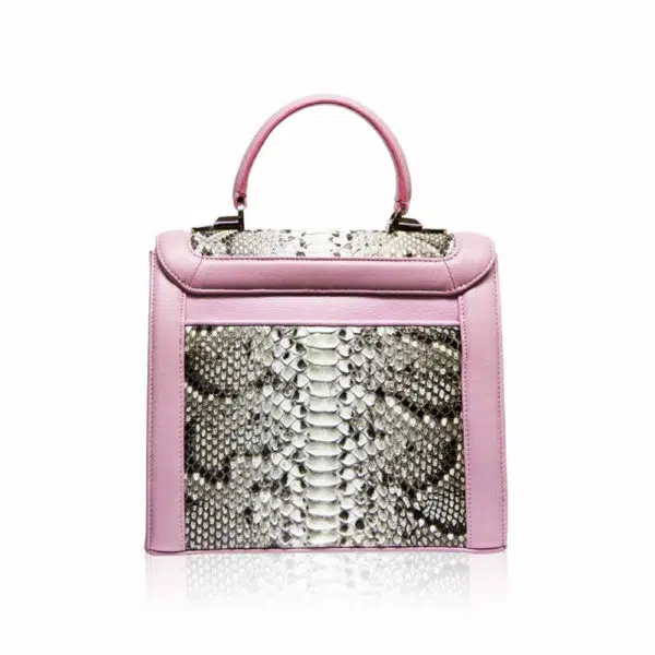 Bangkok Bootery Laduree python back leather pink & natural handbag, view 3