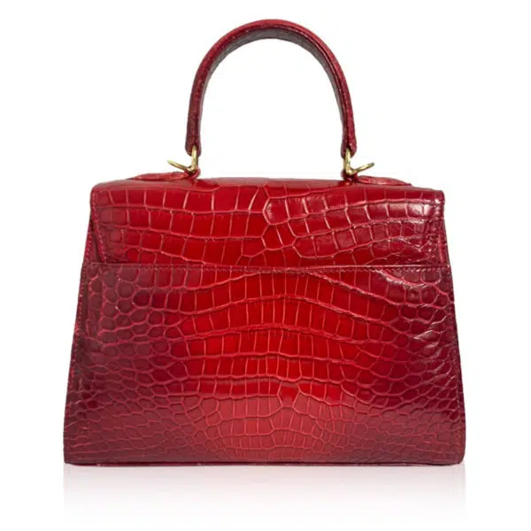 Bangkok Bootery Goldmas shiny two tone red limited crocodile handbags, view 3