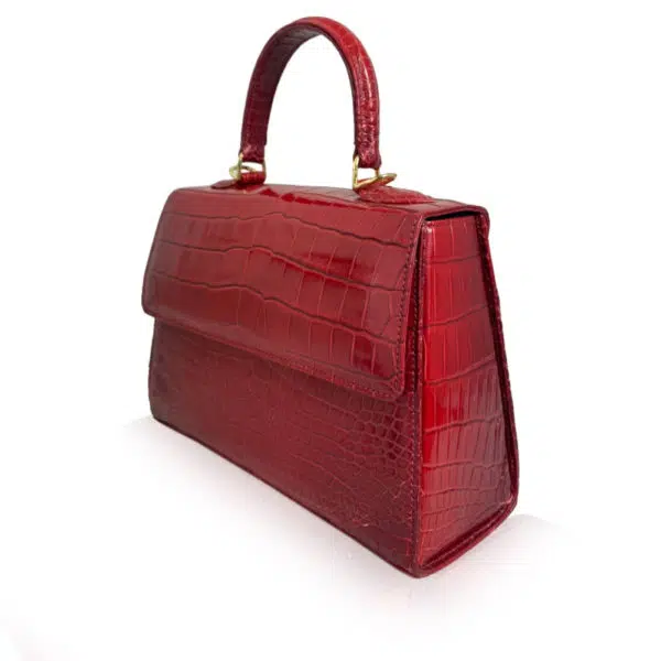 Bangkok Bootery Goldmas shiny two tone red limited crocodile handbags, view 2