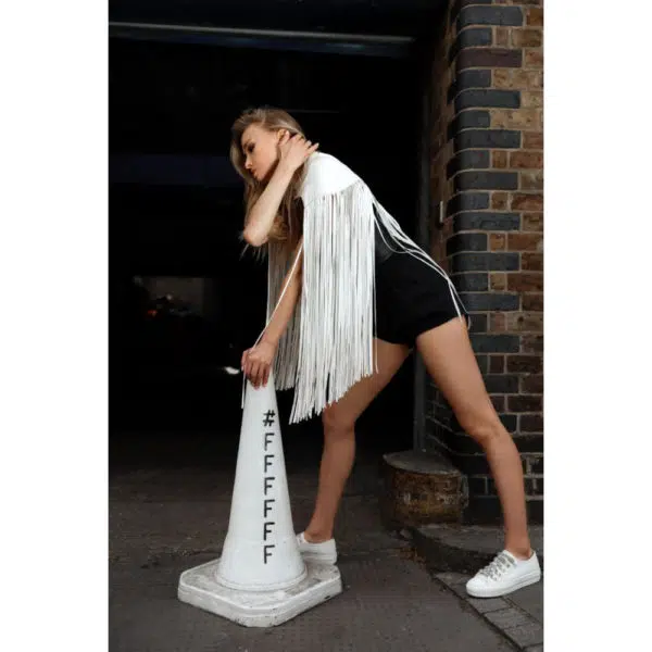 Pritch London Element fringe bolero ice white, view 3