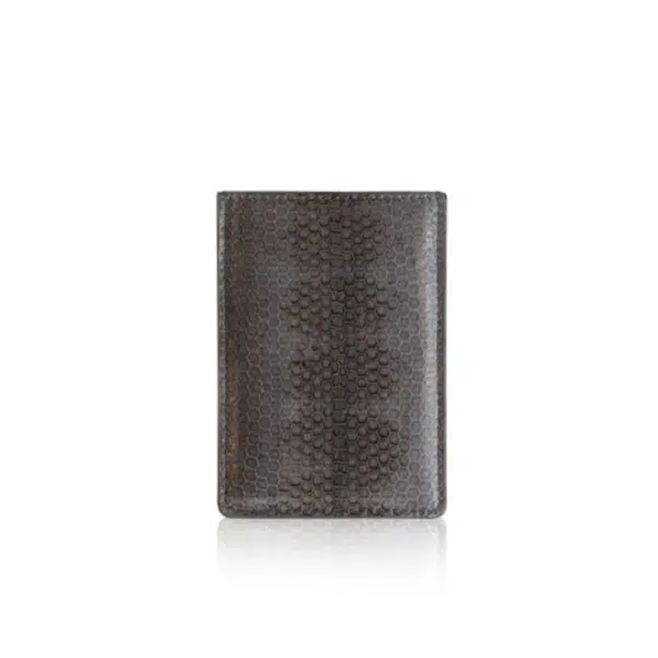 Bangkok Bootery Sea snake leather vertical grey and black card holder, view 2