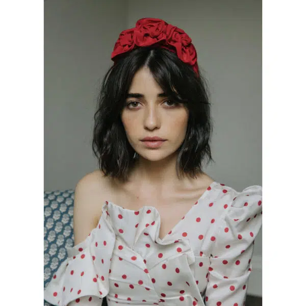 Jennifer Behr Triple rosette in silk faille headband, view 2
