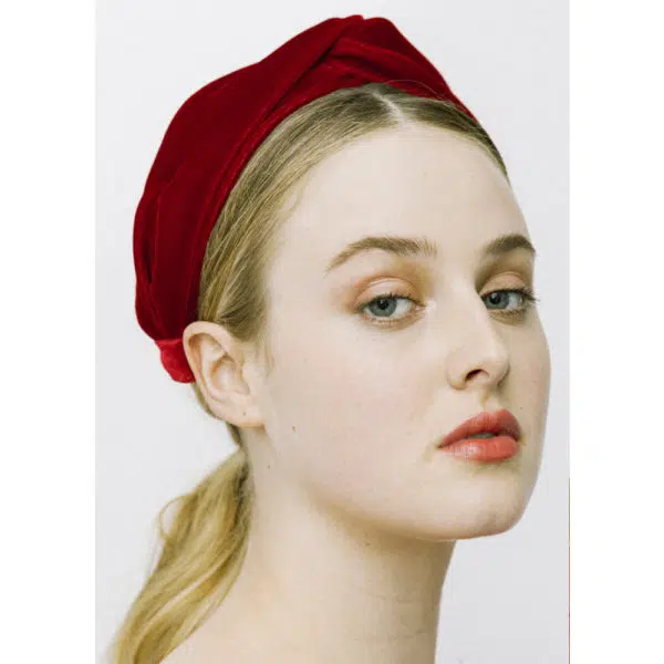 Jennifer Behr Twist ruby in velvet headband, view 3